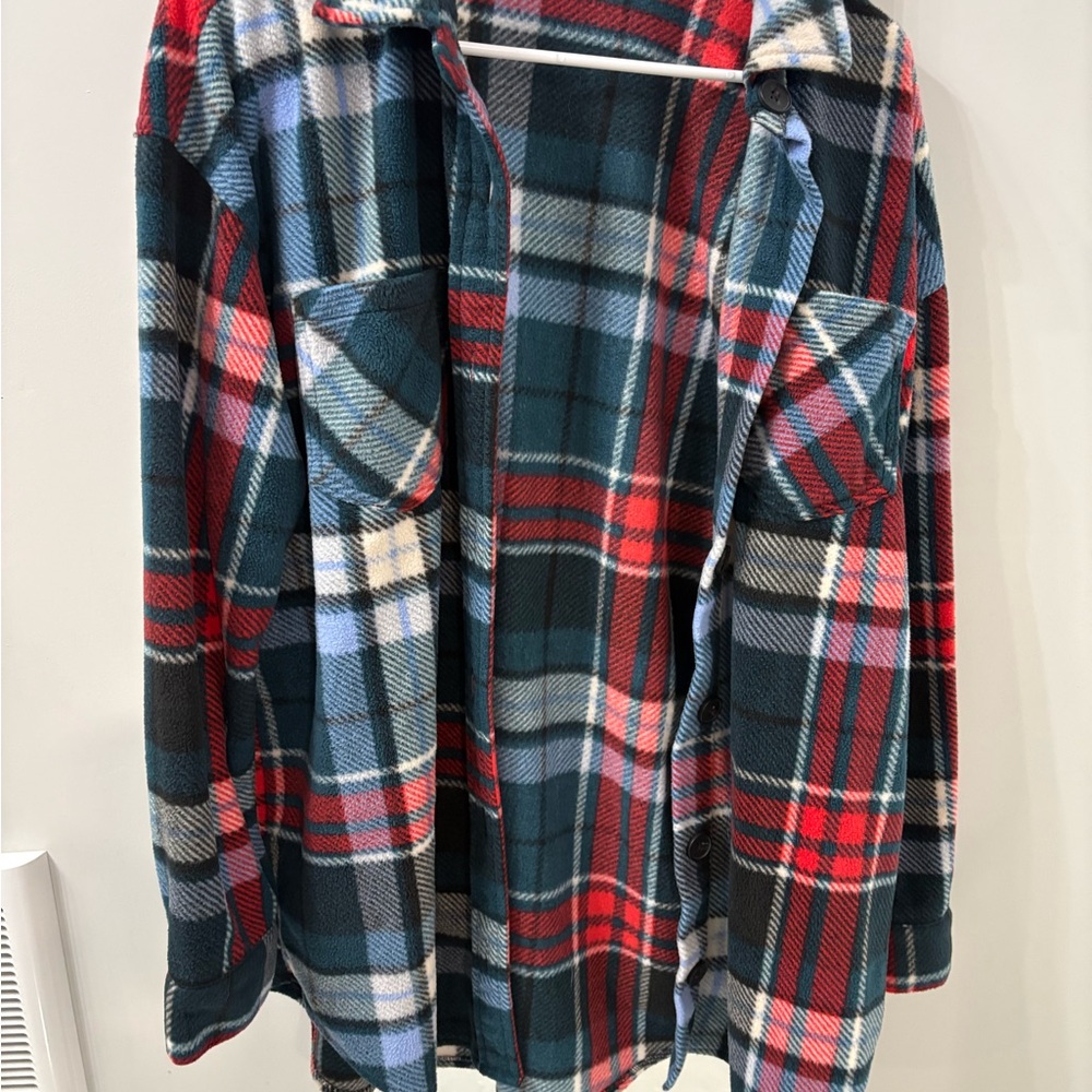 Maurices Red and Blue Shacket Jacket